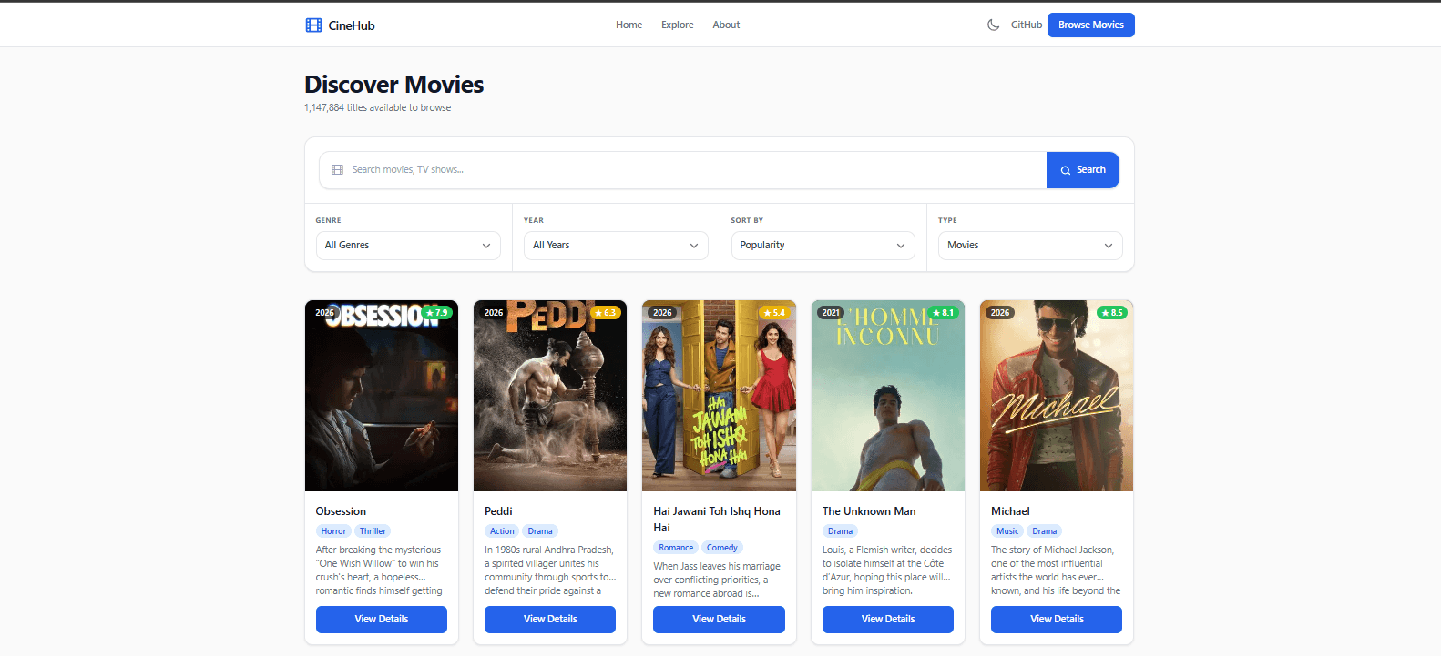 Project preview: CineHub – Discover Movies & TV Shows from Around the World 🎬🌍✨