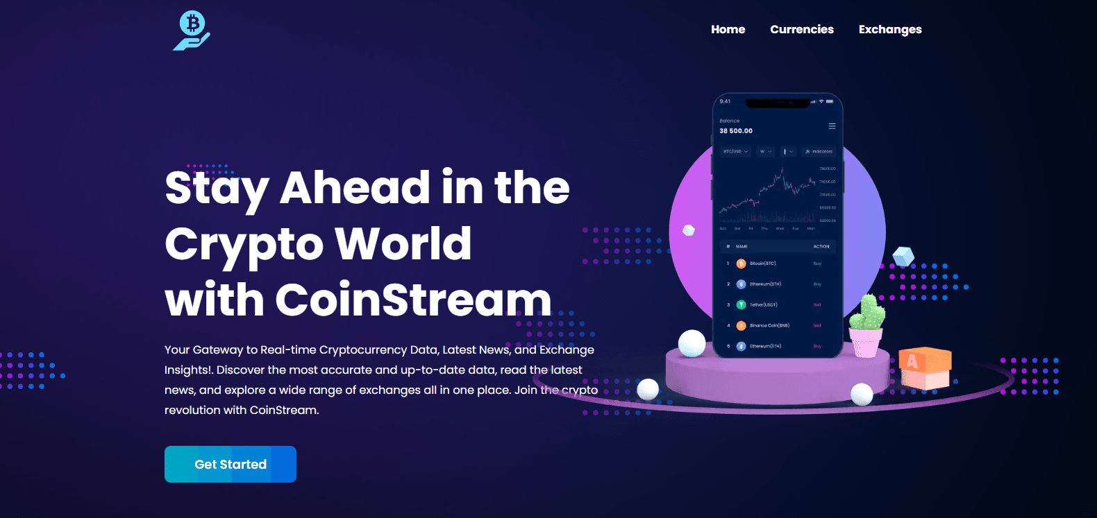 Project preview: CoinStream – Real-Time Crypto Stats, Market Trends & Coin Insight 💹🪙