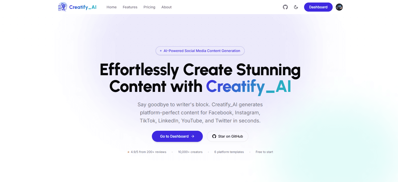 Project preview: Creatify_AI – Instantly Generate SEO-Friendly Content for Web with AI