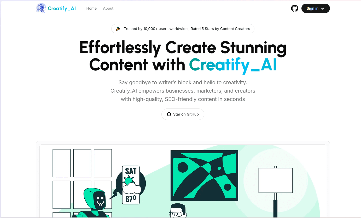 Project preview: Creatify_AI – Instantly Generate SEO-Friendly Content for Web 🧠✍️🚀