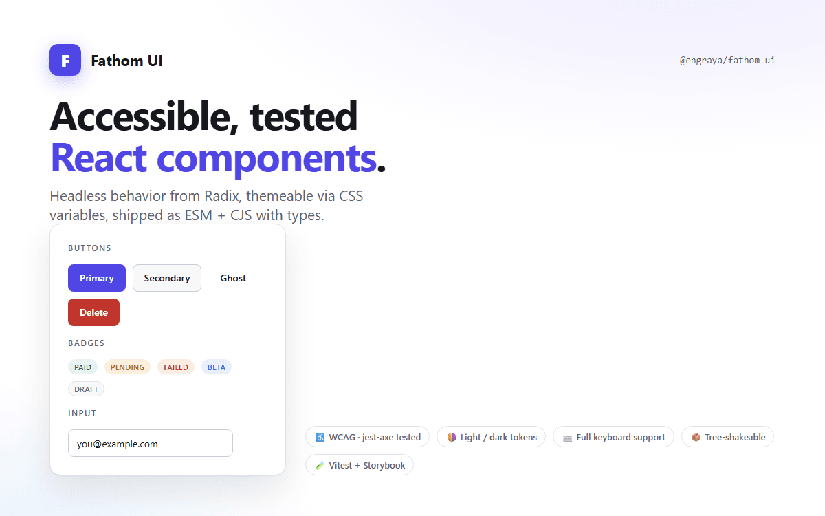 Project preview: Fathom UI — Accessible, published React component library