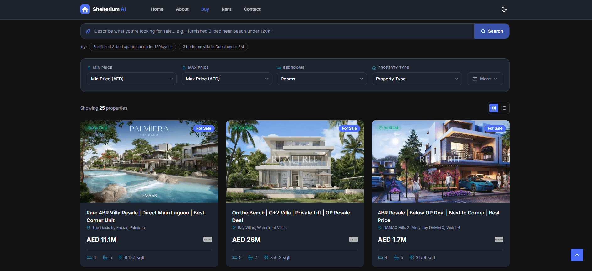 Project preview: Shelterium – AI Powered Real Estate App