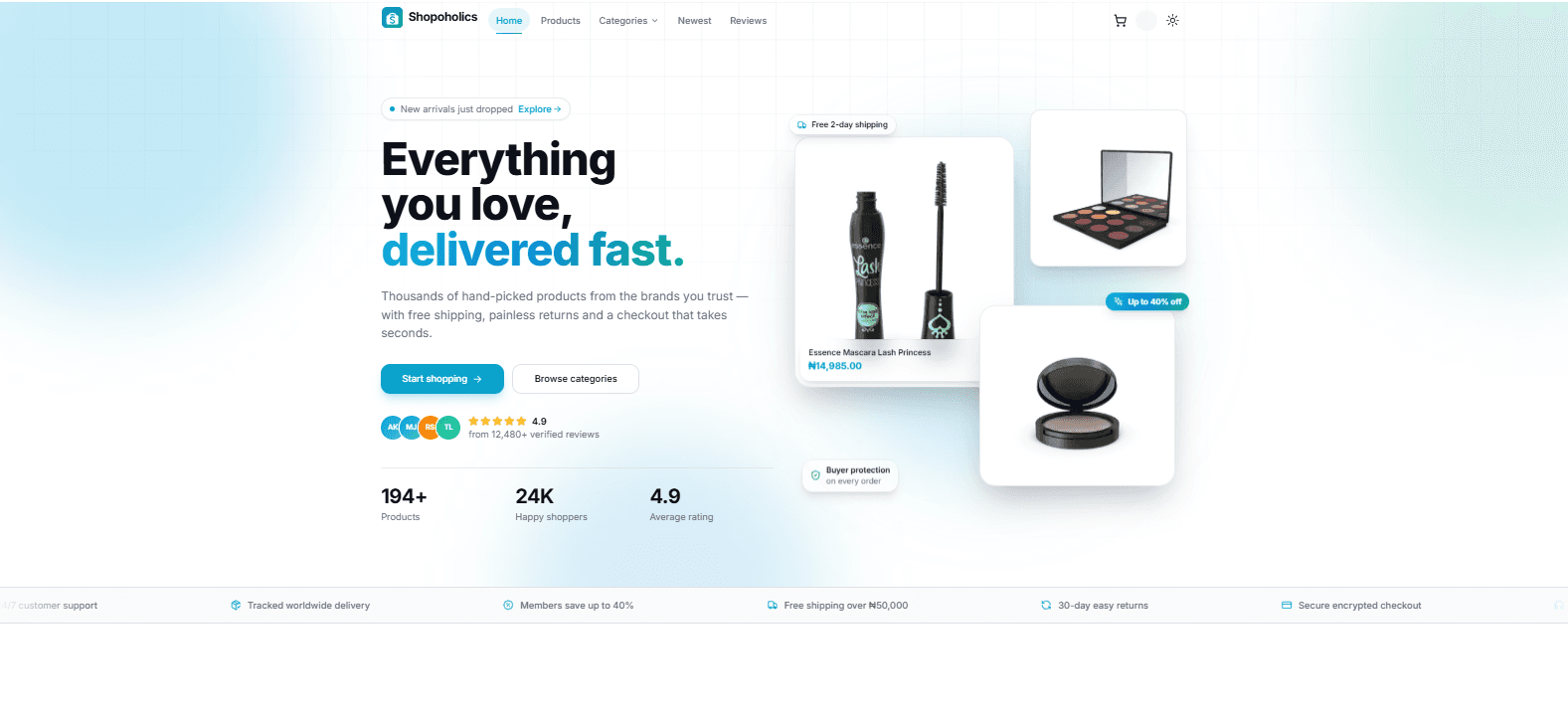 Project preview: Shopoholics – Ecommerce App for Seamless Online Shopping 🛍️🛒