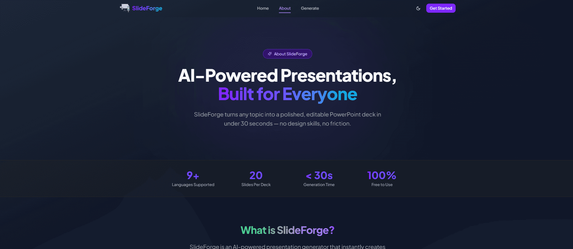 Project preview: SlideForge — AI-Powered Presentation Generator 🧠